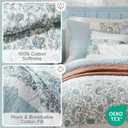 Madison Park Cotton Quilt Set Floral Print, Double Sided Stitching, All Season, Lightweight Coverlet Shabby Chic Bedding Layer, Matching Shams, King/Cal King, Aqua 6 Piece