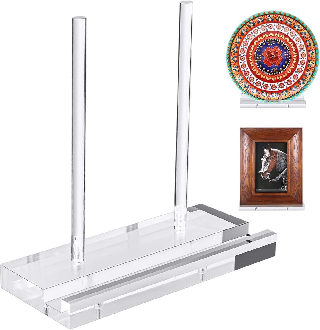 CHEPULA Heavy Acrylic Display Stand, Tabletop Art Display Clear Easel Stand for Books, Plates, Pictures, Frames