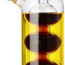 Olive Oil and Vinegar Dispenser Bottle Set for Kitchen, 2 in 1 Glass Oil and Vinegar Dispenser Set, Olive Oil Container Cruets for Vinegar and Oil