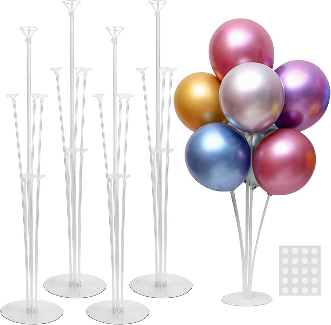 JOYYPOP 4 Sets Balloon Stand Kit For Table, Balloon Sticks with Base Birthday Graduation Party Decorations Wedding (White)