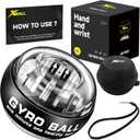 XMALL Wrist Power Gyro Ball, Hand Forearm Strengthener, Wrist Trainer, Auto-Start Colorful Lighting (Black Without Light)