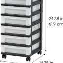 IRIS USA 6-Drawer Rolling Storage Cart with Organizer Top, Black/Pearl