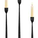Iron Taper Candle Holder Set of 3 - Decorative Tall Candle Stand, Candlestick Holder for Wedding, Dining Table, Party Decoration (Black & Silver)