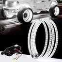 Yiswhis 15.5 Inch Cool White Rim Lights,Wheel Light for Cars,Pure White Wheel Lights,6500k Cool White,IP68 Waterproof,Rocker Switch Control,Double Row LED Beads（4 Pcs ）