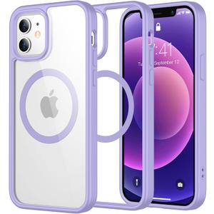 WAVELIFE 2025 New Magnetic for iPhone 12 Case/for iPhone 12 Pro Case 6.1-Inch,[Compatible with MagSafe] Shockproof Phone Bumper Cover Slim Anti-Scratch Clear Back (Purple)
