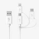 Apple MFI Certified 3-in-1 Cable, Lightning/Type C/Micro USB Cable for iPhone, iPad, Huawei, HTC, LG, Samsung Galaxy, Sony Xperia, Android Smartphones, iPad Pro 2018 and More 3 in 1 White(3FT)