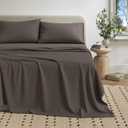 Great Bay Home Cotton Jersey Knit Queen Sheet Set - Ultra-Soft, Stretchy, Heathered Melange Bed Sheets - Cozy, Soft T-Shirt Sheet & Pillowcase Set (Charcoal)