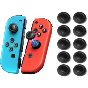 NEWDERY Replacement Joystick Caps Thumb Grips for Nintendo Switch/OLED/Lite, Anti-Slip TPU Diamond Texture Analog Stick Covers for JoyCon Controller Repair Kit Accessories(10pcs)