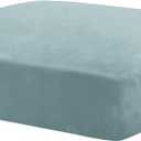 MAXIJIN Velvet Stretch Cushion Cover Fitted Couch Cushion Slipcovers 1 Pack Arm Chair Seat Cushion Cover for Individual Cushion Sofa Chair with Elastic Bottom (Chair Cushion, Dusty Blue) (Small)