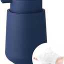 YAUKPH Matte Navy Blue Foaming Hand Soap Dispenser Plastic 11 oz - Modern Minimalist Style for Bathroom & Kitchen Countertop Refillable