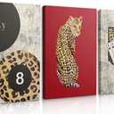 3 Pcs Red Trendy Leopard Wall Art Vintage Cheetah Pictures Funky Lucky 8 Ball Posters Prints Fashion Preppy Aesthetic Cheetah Wall Decor Painting for Girly Bedroom Apartment Dorm(12x16in Canvas)