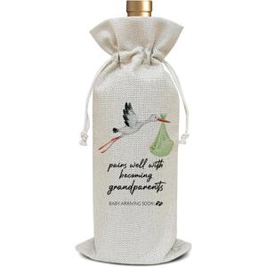 Pregnancy Announcement for Grandparents Gift Wine Bag, New Grandparents Gifts First Time Baby Announcement Expecting Grandparents Gifts, Wine Gifts for Women Men /04