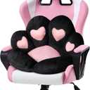 Ditucu Cat Paw Cushion Kawaii Chair Cushions 31.4 x 27.5 inch Cute Stuff Heart-Shaped Seat Pad Comfy Lazy Sofa Office Floor Pillow for Gaming Chairs Room Decor Black