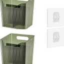 Set Of 2 Storage Organizer Bins Wall Mounted Shower Caddy, Bathroom shelves Stackable Clear Plastic Toothbrush Holder Adhesive Hanging Bin for Bathroom, Kitchen, Cabinet, Shower BPA Free Small (Green) (Green-4.33x3.54x4.53in)