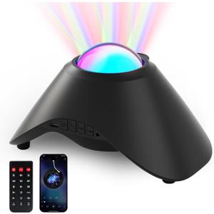 Galaxy Projector, Northern Aurora & Star Projector for Bedroom with Bluetooth Speaker & White Noise, Remote & Timer, Mood Lighting for Room Decor, Gifts for Kids Adults Teens, BirthdayBlack
