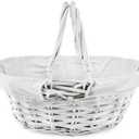 Cornucopia Wicker Basket with Handles (White-Painted), for Easter, Picnics, Gifts, Home Decor and More, 13 x 10 x 6 Inches