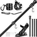 5 FT House Flag Pole Kit, 1" Spinning Thicken Stainless Steel Metal Flagpoles for Outside House Porch Post Wall Mount with 2-Position Flagpole Holder Bracket & 360 Flag Ring for 3x5 Flag(5 FT, Black)