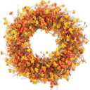 22 Inch Fall Wreaths for Front Door Vintage Fall Door Wreath Rustic Autumn Wreath Farmhouse Autumn Wreaths for Front Door with Daisy Flowers for Outside Indoors Fall Decor