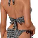 SUUKSESS Women Halter String Bikini Set Cheeky Thong Two Piece Bathing Suit (L)