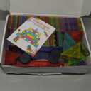 Paaxido Magnetic Tiles - 130PCS Magnetic Blocks for Kids, Magnet Tiles Building Blocks Set with 2 Cars, Construction STEM Magnet Toys Gift for Kids, Boys and Girls 3 4 5 6 7 8+ Year Old