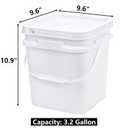 Peohud 5 Pcs 3.2 Gallon Food Grade Bucket with Lid, Square Plastic Pail with Handle for Storing Dry Food, Beans, Flour, Paint, Camping, Fishing (EXP 07/21/26)