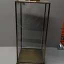 Lantern with Glass Panels – Metal Candle Holder Golden