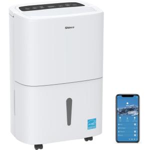 Shinco 6,000 Sq.Ft Energy Star Dehumidifier with WIFI, Ideal for Large Rooms and Home Basements, Efficient Moisture Removal with Adjustable Humidity Control, 1.32 Gallons Water Tank