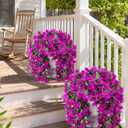 Faux Bougainvillea Artificial Flowers Plants for Outdoors Outside Decoration, 2 pcs Purple Fake Flowers UV Resistant Look Real Silk Long Trailing Vines for Front Door Porch Planter Urn Patio Garden