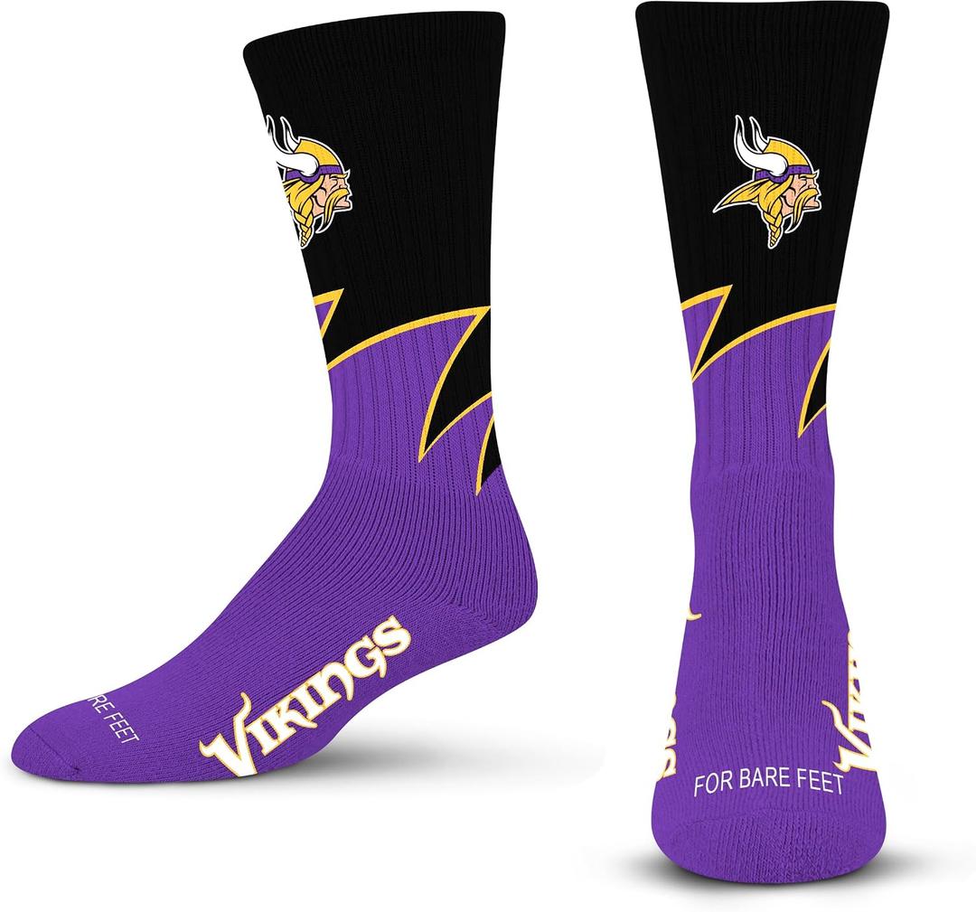 For Bare Feet NFL Unisex Kids Black Wave Crew Sock NFL - Youth