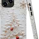 Case for iPhone 16 Pro - Slim Fit Anti-Scratch Phone Case for Girl Women - Christmas Tree White (Glossy)