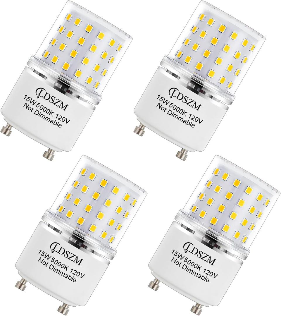 GU24 LED Light Bulb Bright 15W 2 Prong Light Bulbs Non-Dimmable gu24 Ceiling Fan Light Bulbs,120 Watt Equivalent 1200lm 5000K Daylight, Squat GU24 LED Bulbs Replacing CFL Twist Light Bulb,4-Pack