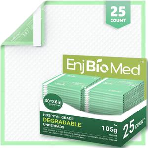 Eco-Friendly Super Absorbent Thicken Disposable Underpads, (30" x 36" | 25 Pack), Biodegradable, Adhesive Strips, Leakproof Quick-Dry Incontinence Pee Pads, Chux Pads for Adults, Kids, Pets