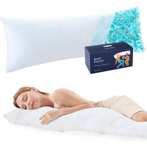 Body Pillow for Adults Long Pillow for Bed Full Body Pillow for Side Sleeper Soft Pregnancy Pillows for Sleeping Memory Foam & Cooling Pillow Cover with Zipper 20 * 54 Inch