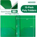 2-Pocket Folders with 3 Prongs,60-Pack Plastic Folders with Pockets and Prong Holds Letter Size Paper, Plastic Pockets Folder for School, Office and Home, Green