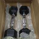 PAPABABE HEX Dumbbell Set 2.5-125lb, Rubber Encased Home Gym Dumbbells, Exercise & Fitness Weights Dumbbells for Women & Men, Hand Weight for Strength Training 5LB each