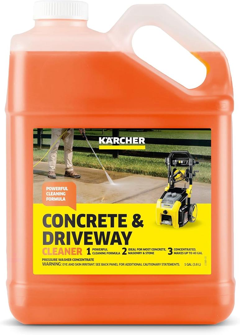 Krcher Concrete & Driveway Cleaner, Cleans Concrete, Brick, Mansory, and Stone Areas, Highly Concentrated, Makes up to 40 gal of Cleaner, Readily Biodegradable, For Pressure Washers