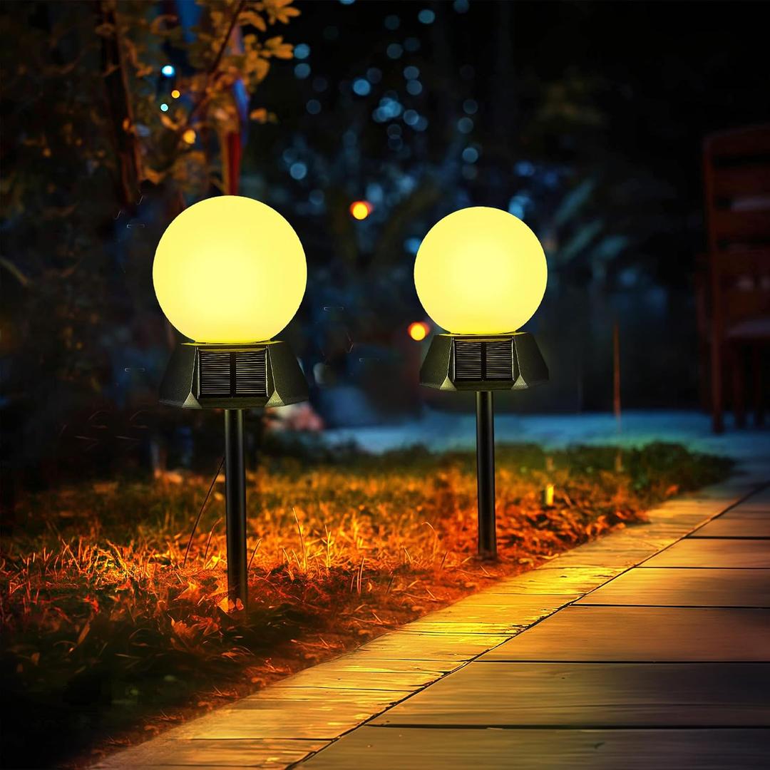 BlcTec Solar Pathway Lights Outdoor, Warm White Path Lights with 3-Sided Solar Panels, 15H Runtime, IP65 Waterproof, Auto On/Off for Patio, Garden, Lawn, Driveway, Yard, Landscape Decor, 2 Pack