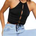 Forever 21 Women's Ruched Cutout Cropped Cami (Black)