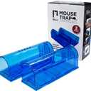 Blinc [2-Pack] Humane Mouse Trap - Catch and Release No-Kill Rodent Traps for Indoors & Outdoors - Safe for Children & Pets - Reusable Mouse Catcher for Kitchen, Pantry & Garage (Transparent Blue)