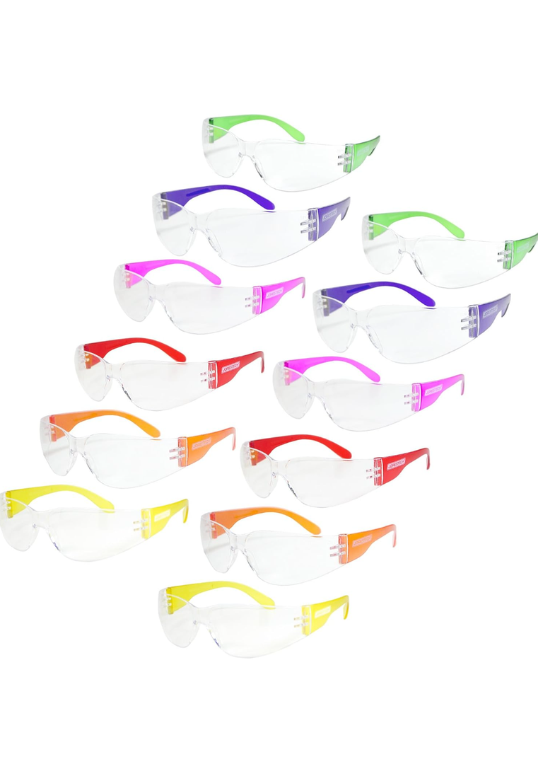 JORESTECH Kids Safety Glasses UV Protection Anti Scratch Clear Frameless Glasses, Eye Protection Activewear , Multi Color, Pack Of 12