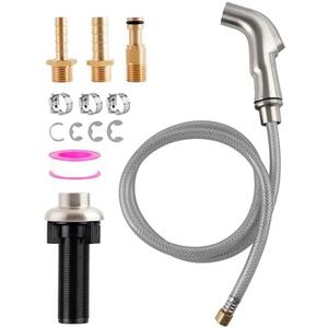 Hygie Rinse Universal Kitchen Sink Faucet Sprayer Head Attachment Compatible with Moen Faucet Sprayer Replacement, Kitchen Sink Side Sprayer with Grey Hose/Holder, Brushed Nickel