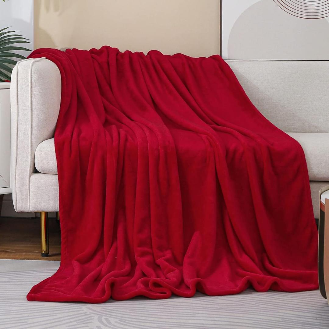 JIAHANNHA Red Throw Blanket Decorations Thin Fleece Blanket 50"x60",Super Soft Cozy Plush Throw Blanket for Couch Sofa Bed,Warm and Lightweight Bed Blankets for Adults