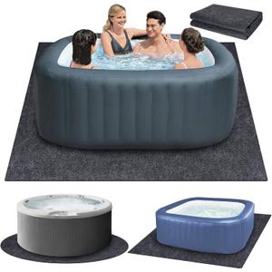 80 * 80 inch Inflatable Hot Tub Mat, Outdoor Indoor, Waterproof Slip-Proof Backing, Absorbent Spa Pool Ground Base Flooring Protector for Hot Tub