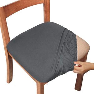 Gute Chair Seat Covers, Dining Room Chair Seat Covers with Ties, Stretch Solid Chair Covers Protectors for Dining Room Kitchen Chairs (6 Pcs, Grey)