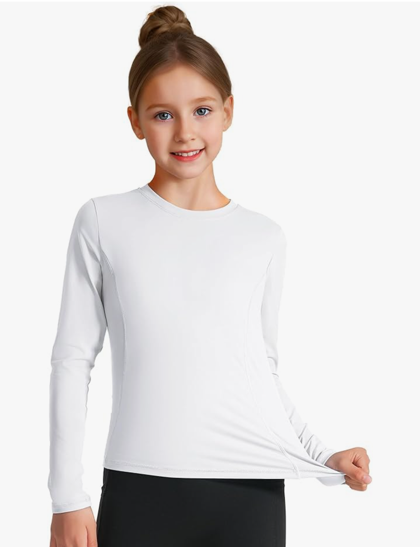 HASMES Girls Long Sleeve Athletic Shirts Active Quick Dry Lightweight Clothes Kids Teens Sports Tees Yoga Basic Tops , S
