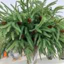 Christmas Norfolk Pine Stems -18Inch Artificial Christmas Green Plants Branch Faux Greenery Branches Pine Picks for Vase DIY Crafts Xmas Garland Wreath Indoor Outdoor Home Holiday Decor (12)