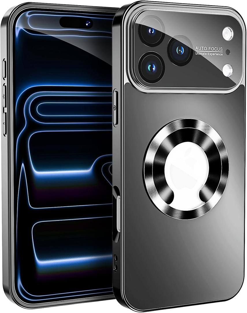 Magnetic Design for iPhone 16 Pro Max Case,[Compatible with MagSafe][Military Grade Drop Protection] Camera Lens Protector Cover Logo View Dust-Proof Matte Shockproof Protective Cover,Black