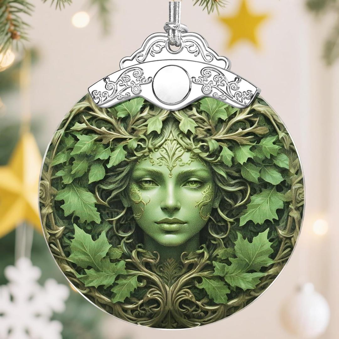 Christmas Ornaments, Christmas Tree Decorations, Keepsake Ornaments, Holiday Decor, Holiday & Xmas Gifts. Gifts for Plant Lovers & Nature Lovers - Nature Goddess-Theme (Green Woman)