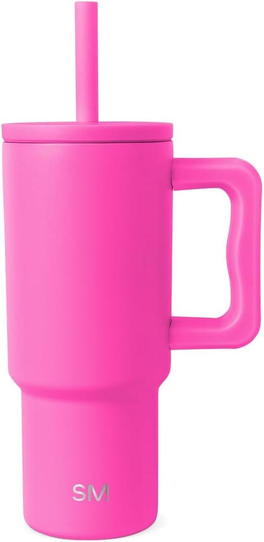 Simple Modern Kids 24 oz Tumbler with Handle and Silicone Straw Lid | Spill Proof and Leak Resistant | Reusable Stainless Steel Bottle | Gift for Kids Boys Girls | Trek Collection | Raspberry Vibes