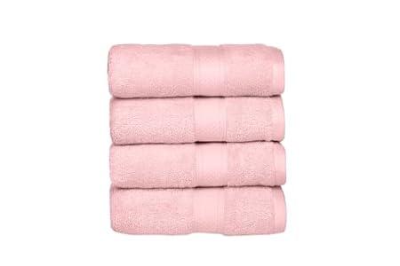 Casa Lino 100% Cotton Hand Towels for Bathroom - Soft, Highly Absorbent & Quick Dry Kitchen Towels - Gym Towel Set - Travel Towel Set - 24" x 16" - Pack of 4 - (Blush Pink)